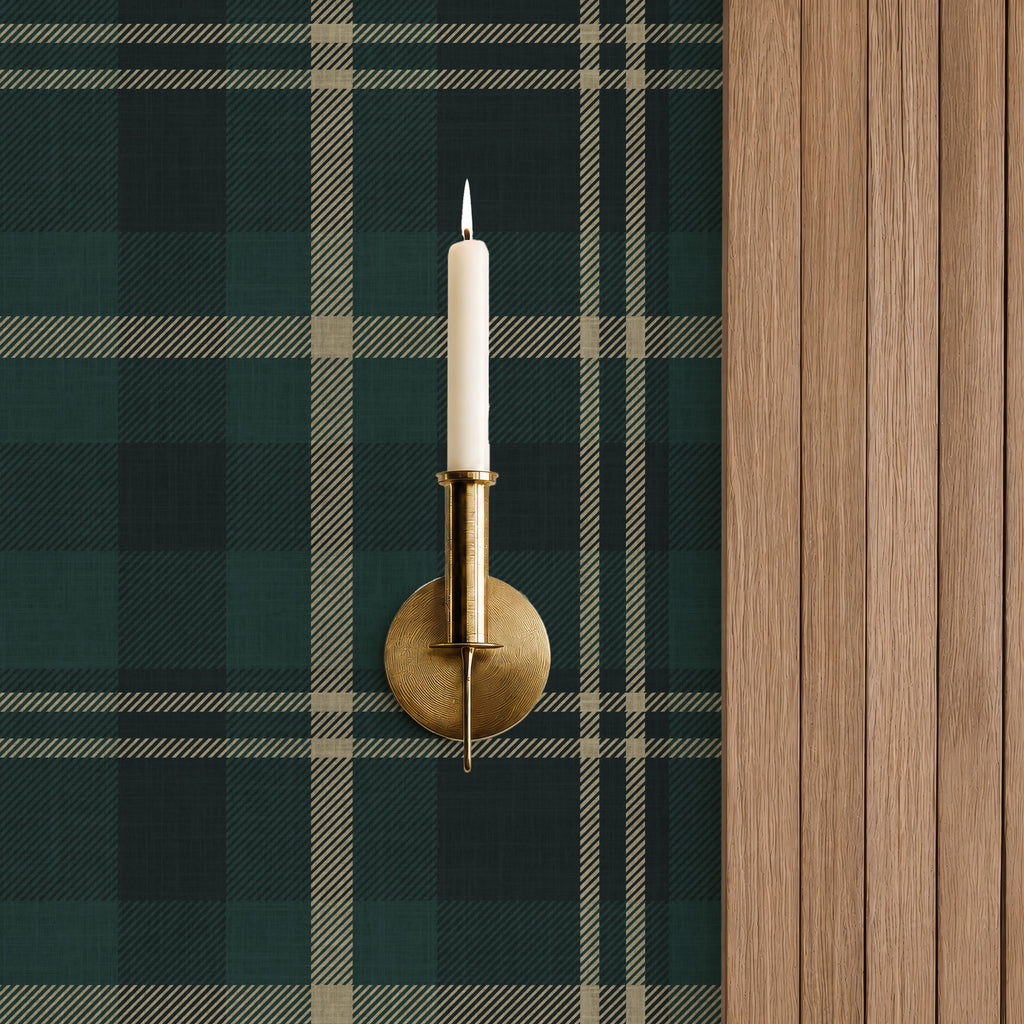 Dark Forest Green Tartan Plaid - Serene Farmhouse Wallpaper