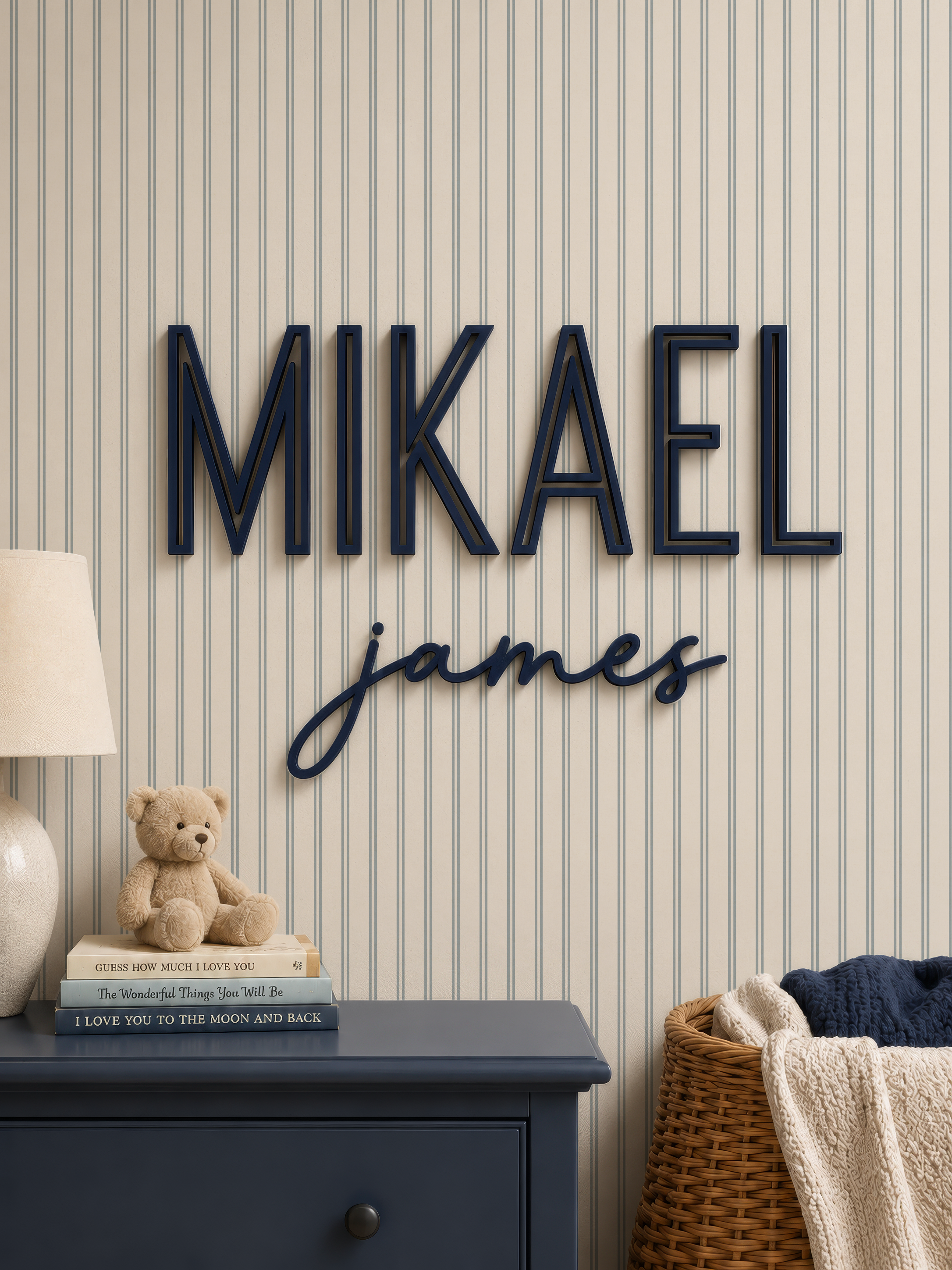 Blue striped wallpaper cozy dusty blue thin lines wall covering cute nursery wall decor coastal farmhouse elegant wallpaper peel and stick
