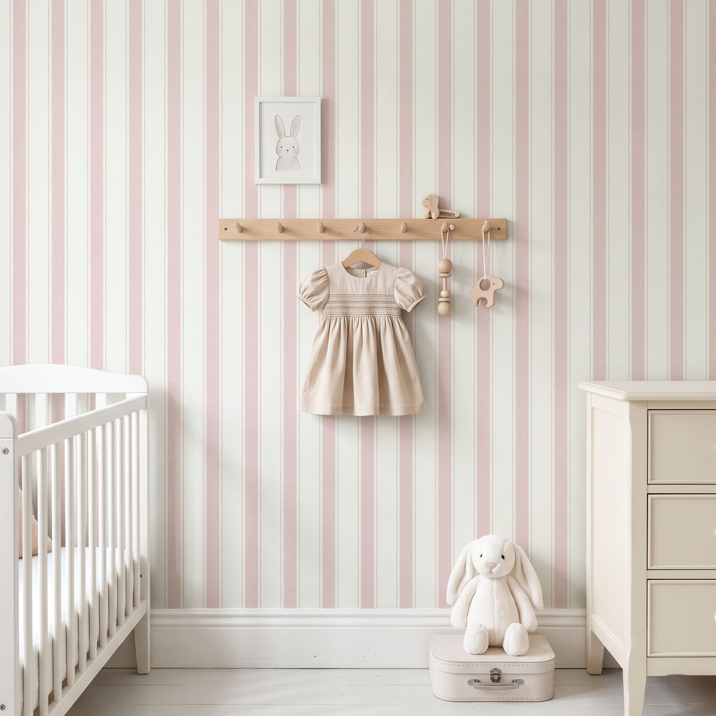 Pink Stripe girl nursery Wallpaper