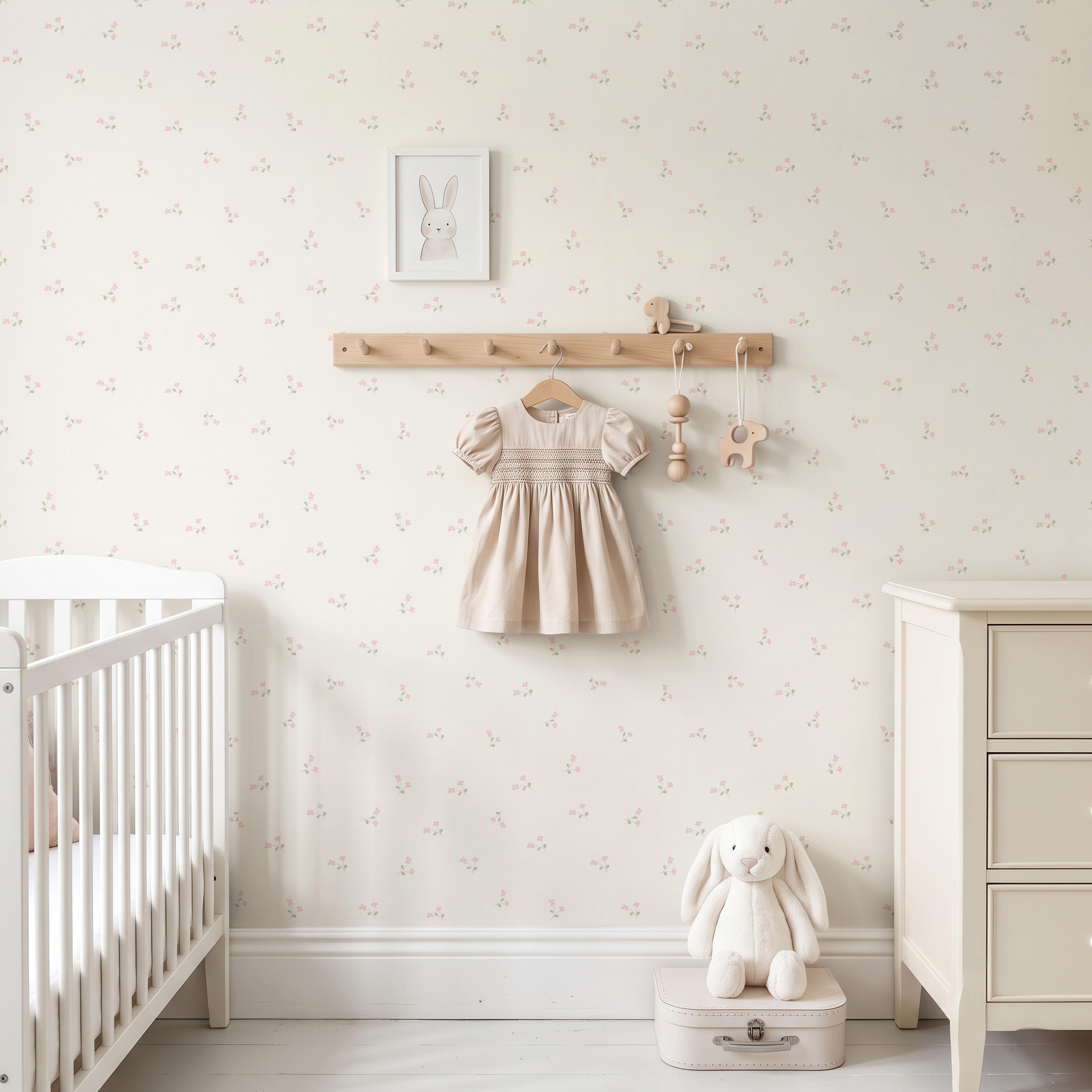Pink dainty Wildflower Girl Nursery Wallpaper