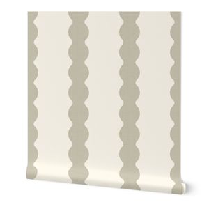 Scandinavian green Scallop Striped Wallpaper