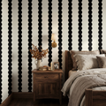 Black & cream wavy striped wallpaper