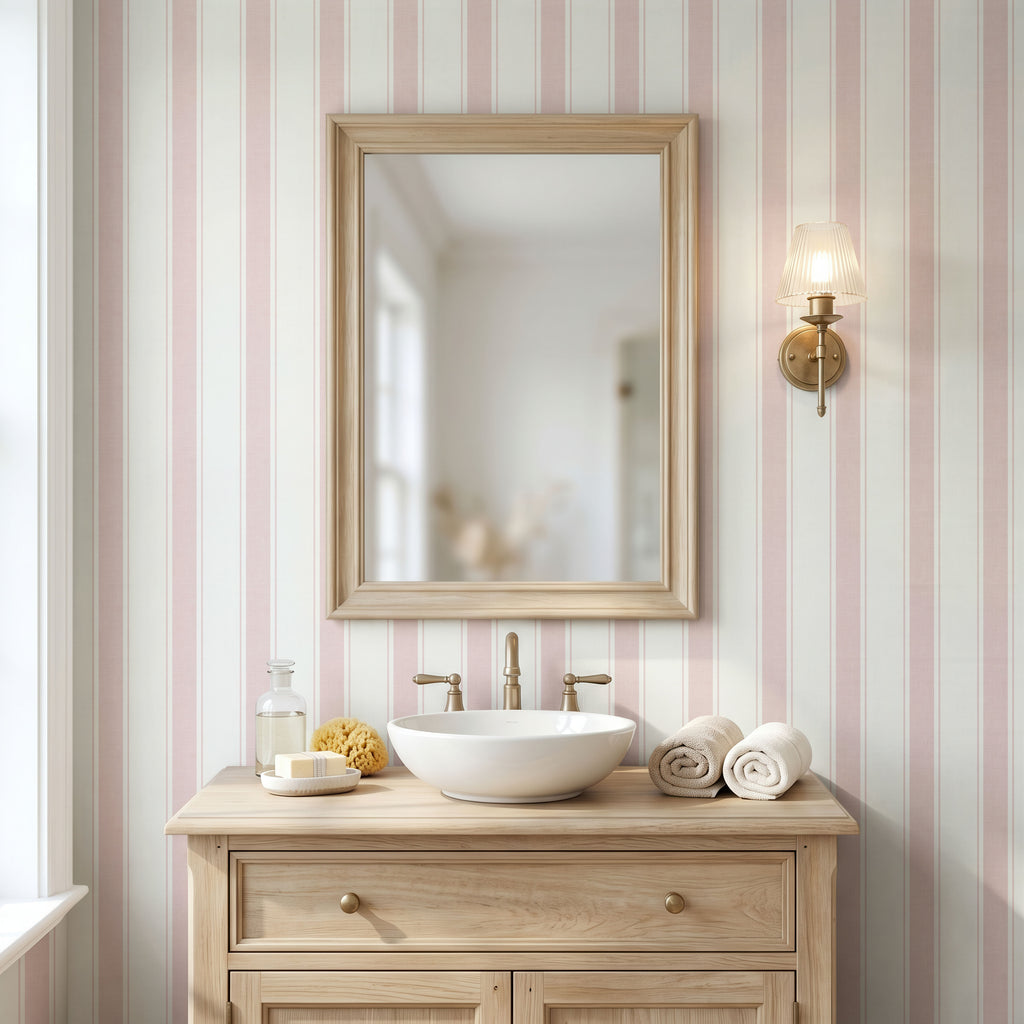Pink Stripe girl nursery Wallpaper