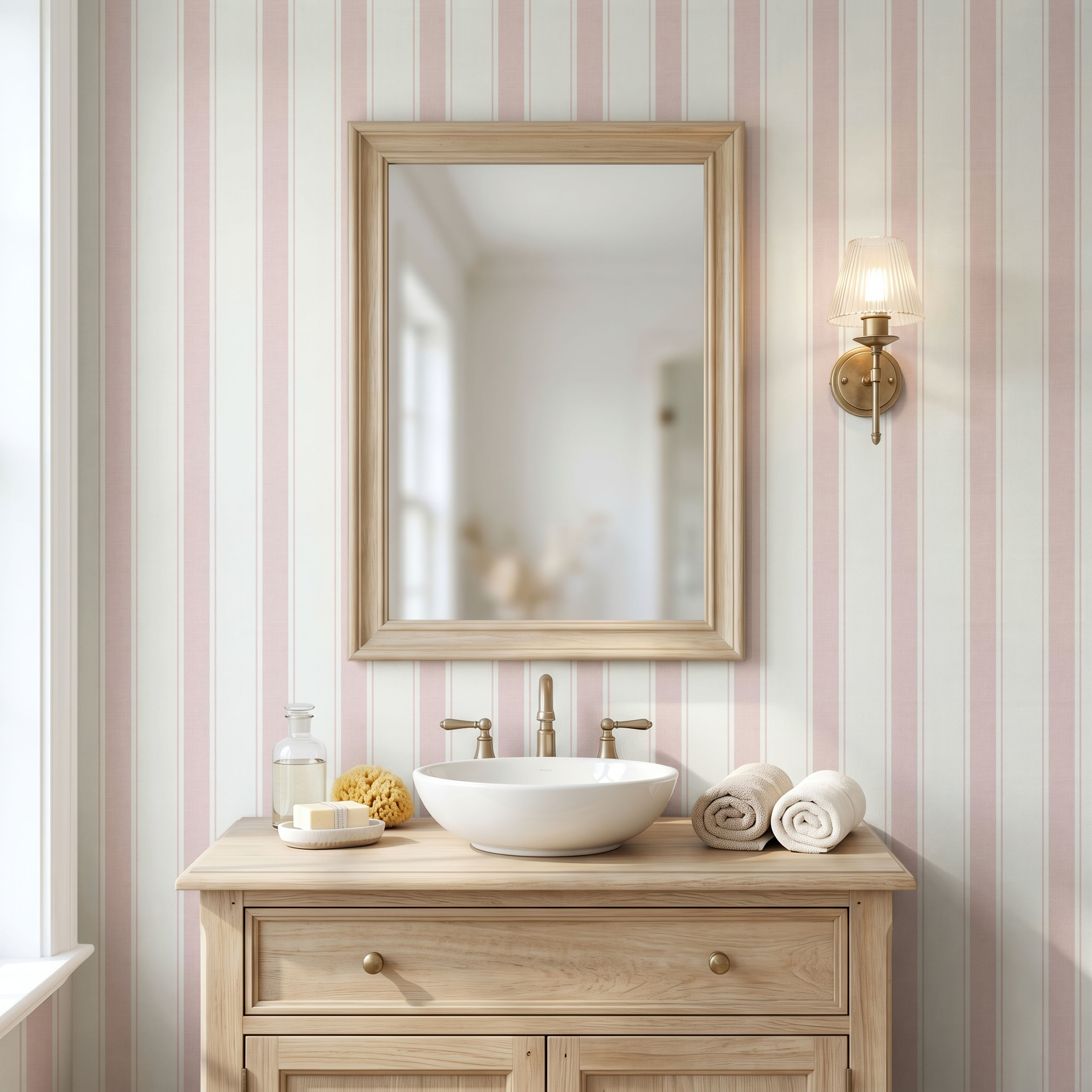 Pink Stripe girl nursery Wallpaper