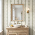 Scandinavian green Scallop Striped Wallpaper