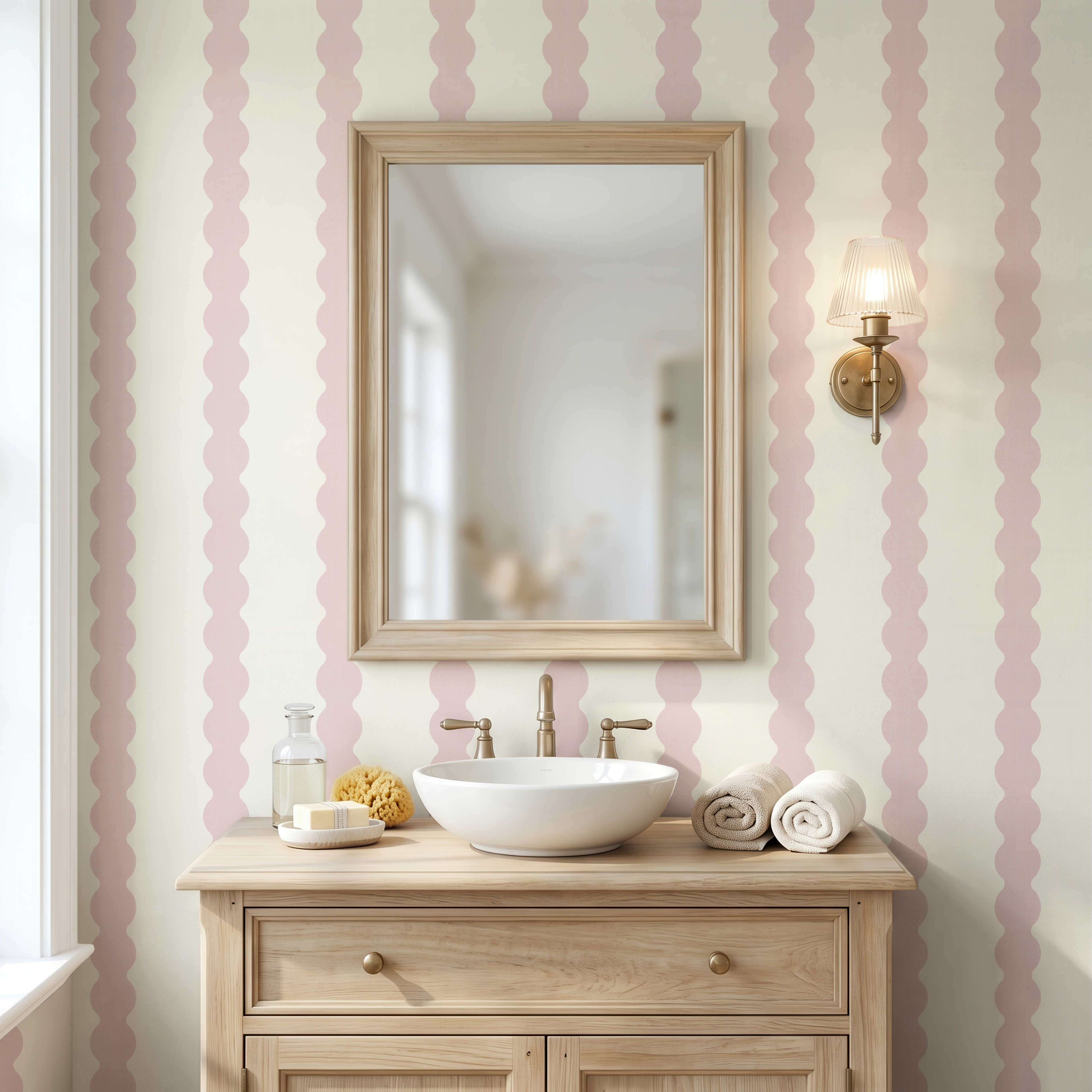 Charming Pink Scallop Striped Girl Nursery Wall Decor