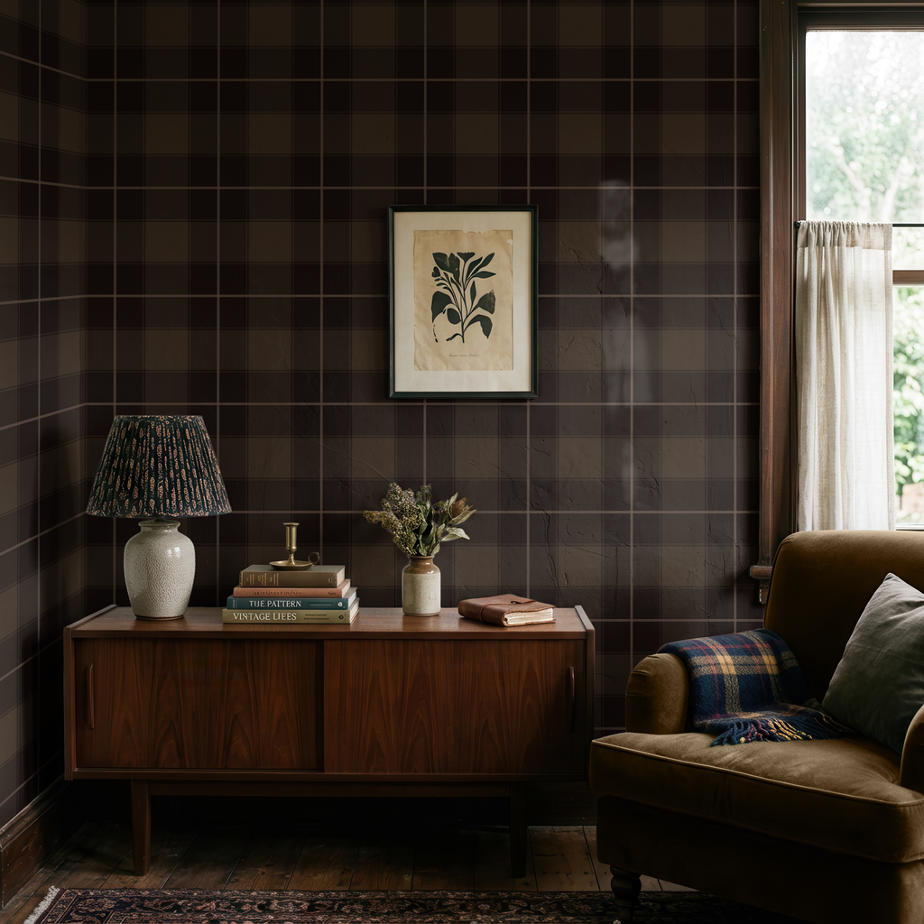 Rustic cabin styled plaid - espresso brown