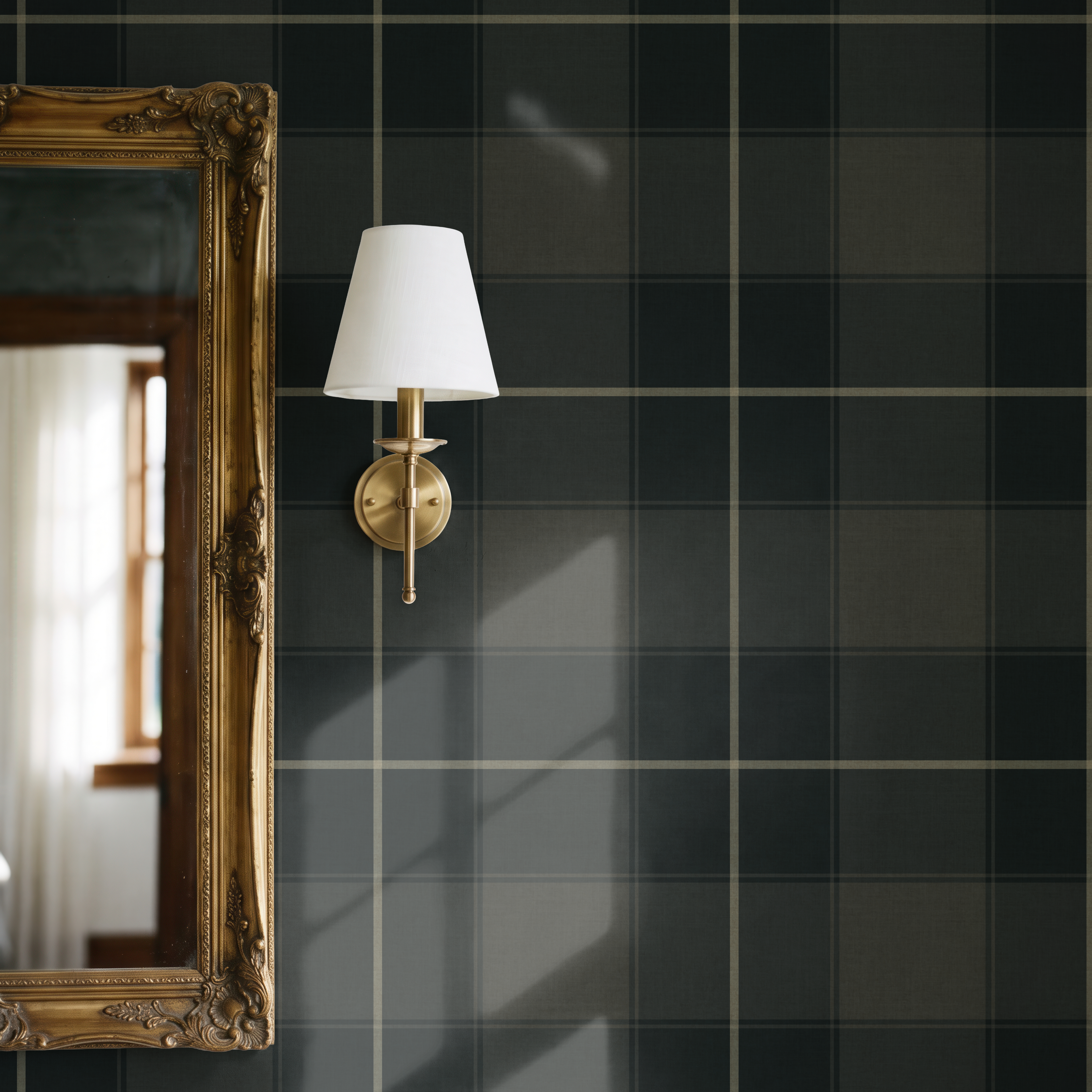 Dark Blue and Green Plaid Wallpaper